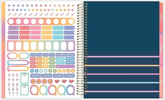 Blue Sky Livewell 24-Month 2027 Monthly Planner Calendar, January 2027 - December 2028, 7" x 9", Flexible Cover, Durable Twin Wire Binding, Colorful Pages, Storage Pocket, Includes Stickers, Lindana