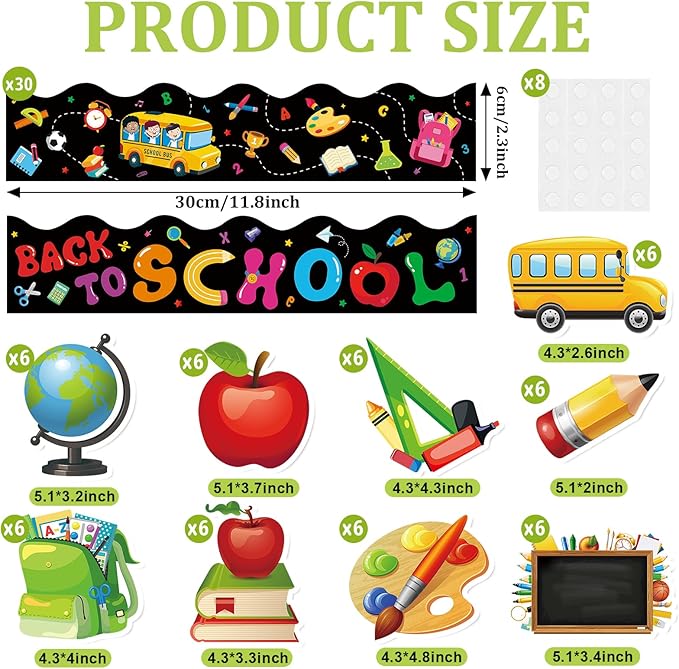 84 Pieces Back to School Classroom Bulletin Board Decoration Set with First Day of School Cutouts Borders for Back to School Party Favor Supplies