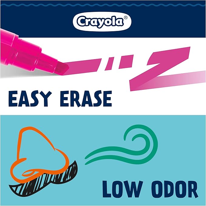 Crayola Take Note Dry Erase Markers for School (12ct) Teacher Classroom Supplies, Chisel Tip Whiteboard Markers, Spring Crafts, Low Odor