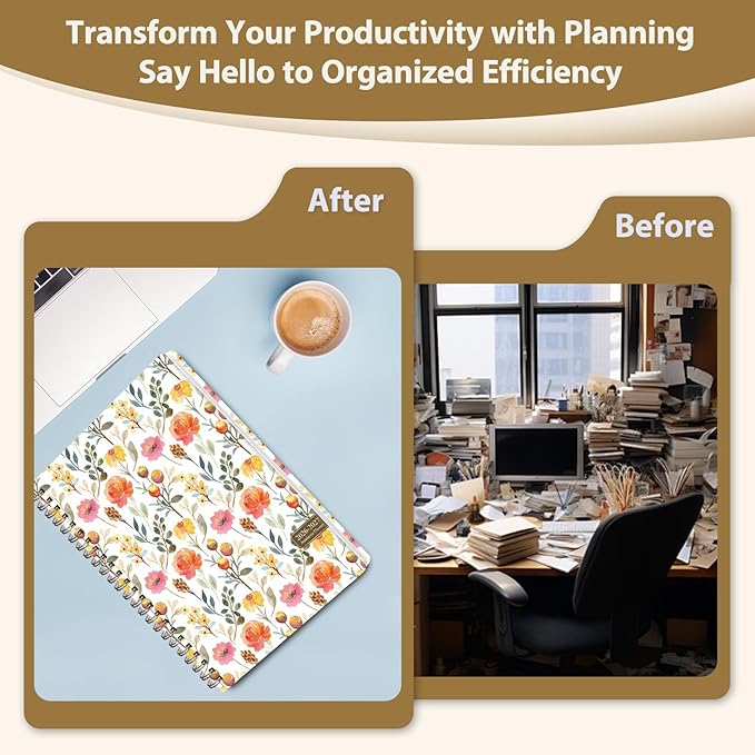 Academic Planner 2026-2027, Weekly and Monthly Agenda Planner, Daily Calendar Planning Notebook (July 2026 - June 2027), School Teacher Student Supplies, Painted Flowers