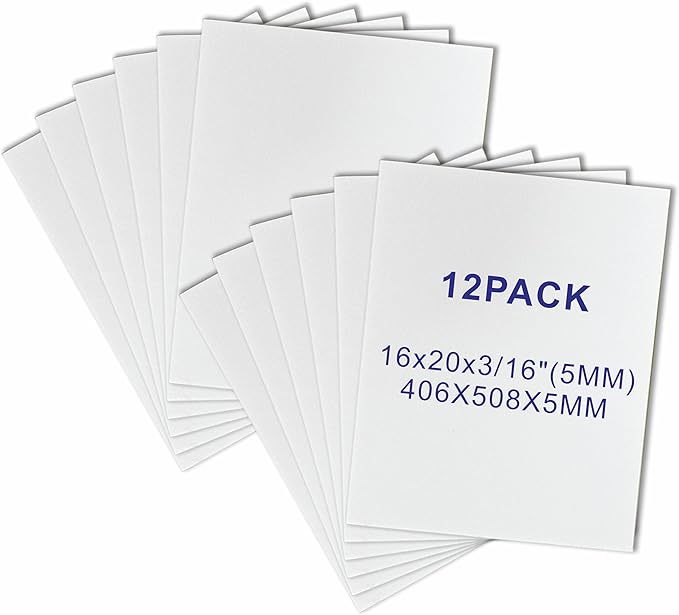 12 Pack Foam Core Board, ZJCEASER 16 x 20 White Poster Board, 3/16" Thickness Sign Board Craft Foam Sheet for Signboards, School Projects, University Displays, College Events, Arts & Crafts, Framing
