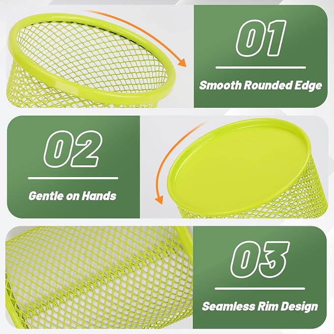 Segarty Pen Holder, 6 Pack Round Light Green Pen Cup Holder, Wire Mesh Marker Pencil Containers Set for Desk, Desktop Accessories Organizer Office Supplies, School, Home, Makeup Brush