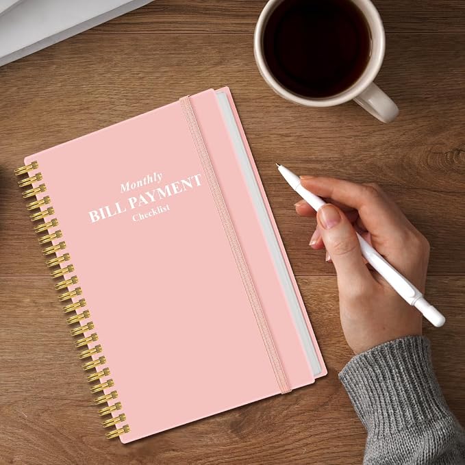 Monthly Bill Organizer - Monthly Bill Payment for Personal Budgeting Financial, Payments Checklist Organizer, 5.8" x 8.5", Pink