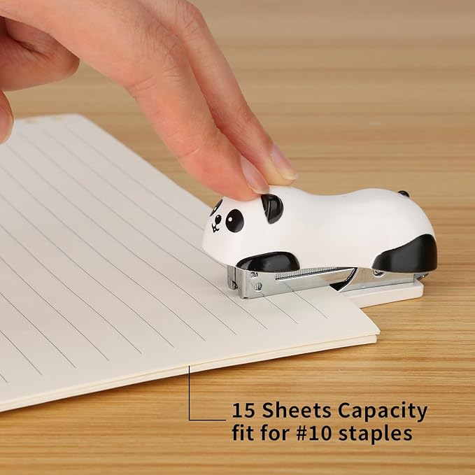 Cute Panda Mini Desktop Stapler, Home Stapler with 1000 Staples