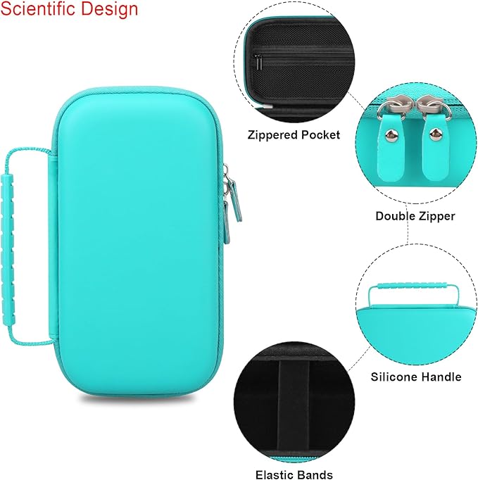 Elonbo Carrying Case for NIIMBOT B1 Label Maker Machine, Portable Mini Wireless Bluetooth Label Printer Travel Bag, Small Handheld Labeler Storage Holder, Mesh Pocket Fits Label Paper, Green