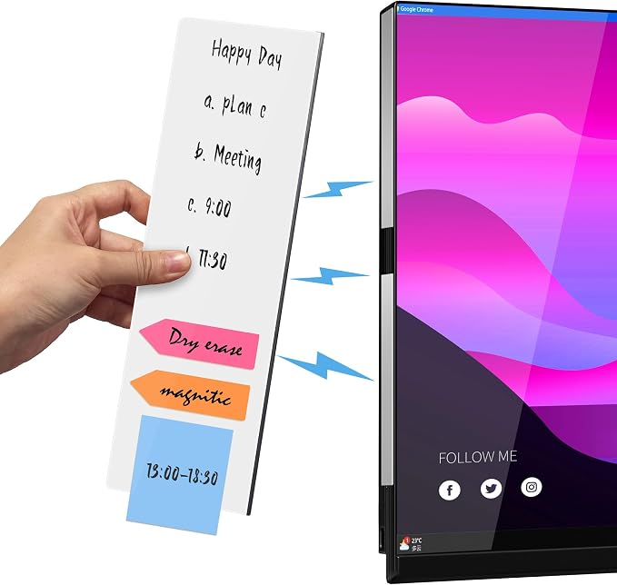 Magnetic Monitor Memo Board, Acrylic Message Reminder Board for Moniter Side, Office Desk Accessories for Women Men, Computer Sticky Note Holder Home Office Memo Holder, White, XL