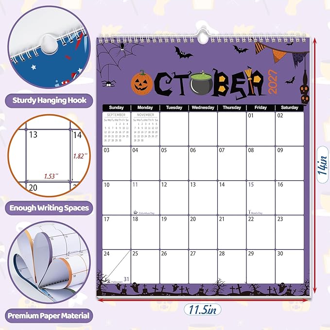 GuassLee Wall Calendar 2026-2027, Vertical Wall Calendar 2026, Jun. 2026 to Dec. 2027, 14" X 11" 19-Month Paper Hanging Planner Wall with Thick Paper for Office Home Planning & Organizing