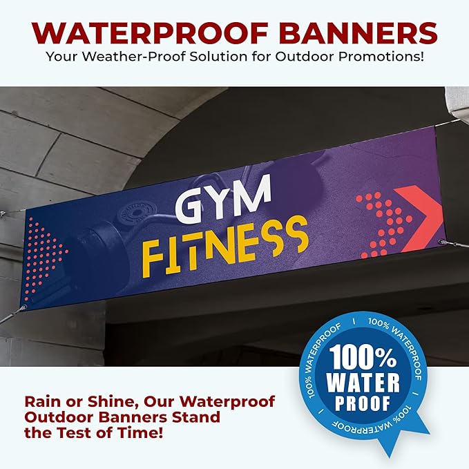 Gym Fitness Large Banners and Signs for Outdoor by Mavis Printing-Polyester Banner with 4 Holes for Easy Hang Indoor & Outdoor|4x1 Feet HD Print Sign to Promote Church| Made in USA
