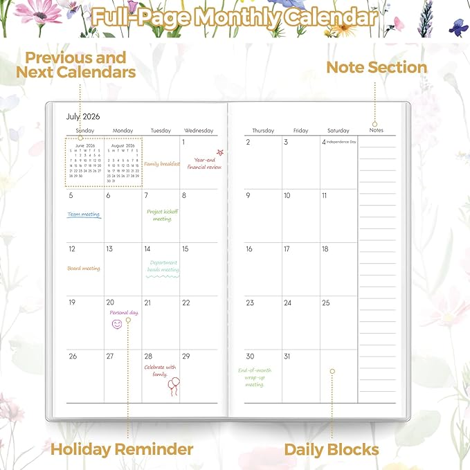 SKYDUE Pocket Calendar 2026-2028, Pocket Monthly Planner Jul 2026 - Dec 2028 for Purse, 6.7" X 3.7" 30-Month Small Planner, Academic Year Calendar, Compact Design with Plastic Sleeve