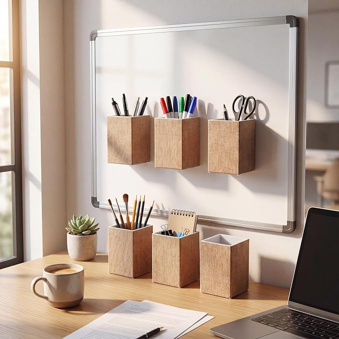 6 Pcs Farmhouse Classroom Decor Classroom Magnetic Storage Boxes Magnetic Storage Containers Plastics Pen Holder for Refrigerator Whiteboard Home Office School Organizer Supply