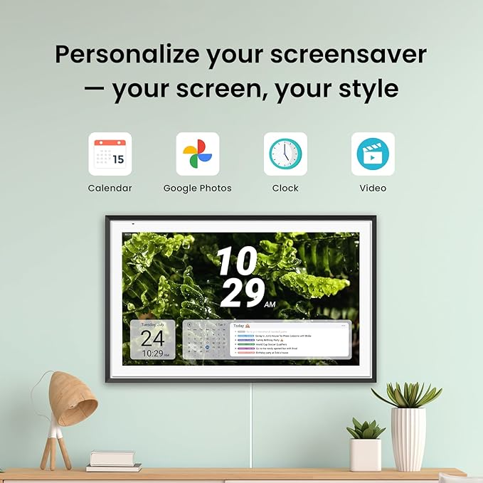 Apolosign 21.5-inch Digital Calendar : Dual Mode Smart Wall Planner, No Subscription, Install Apps, Sync Calendars, Electronic Touchscreen Interactive Display for Family Schedules, Chore Chart (Black)