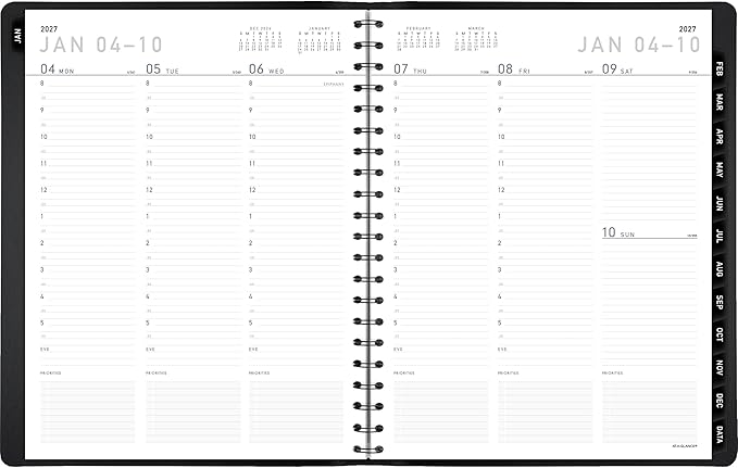 AT-A-GLANCE 2027 Appointment Book Planner, Weekly & Monthly, 8.25" x 11", Half-Hourly, Contemporary, Black (70950X0527)