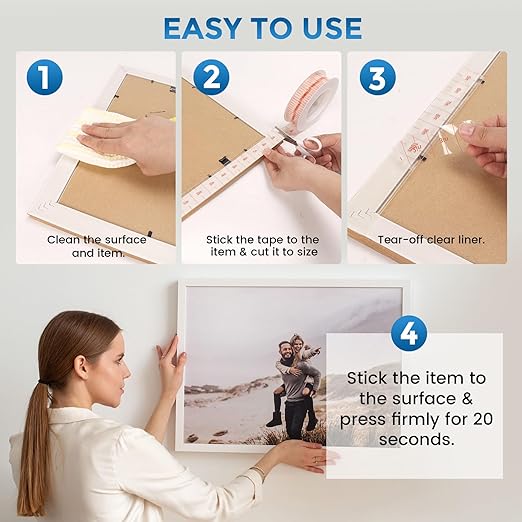 2In x 13Ft Double Sided Tape Heavy Duty, Nano Tape, Double Sided Mounting Tape, Heavy Duty Double Sided Tape for Walls, Built-in inch markers，Clear & Tough Adhesive Tape for Poster Photo Wall Décor