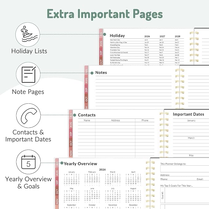 Forvencer Appointment Book Planner 2026-2027, Daily Weekly Monthly Calendar Planner (Jul 2026-Jun 2027), 8.5"X11" Hourly Agenda with 15-Min Slots, Flexible Cover Office School Organizer, A4, Green