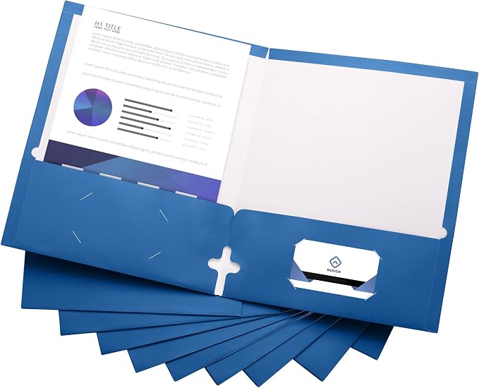 10 Pack Two Pocket Folders, Light Blue, Strong Thick Paper Folders, for Letter Size, by ACTIVITYya