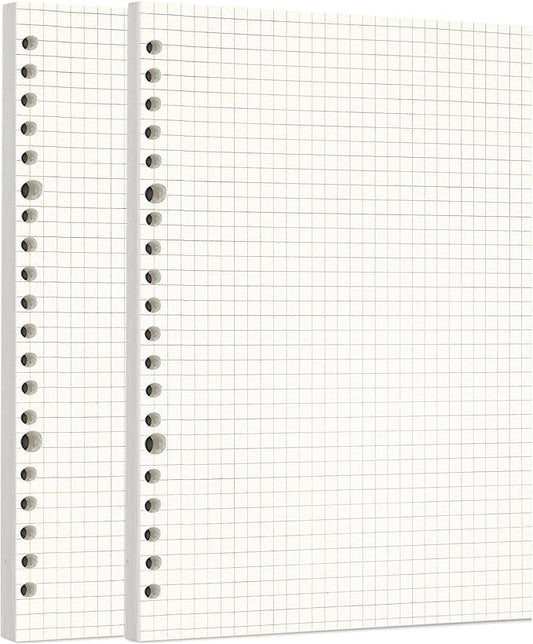 Zelten Loose Leaf Punched Paper Refills Paper for Personal Organizer Diary Notebook Refillable Planner (Squared, A5/20 Hole)