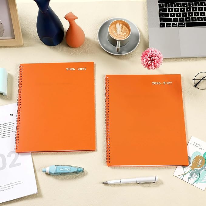 2026-2027 Monthly Planner - Planner 2026-2027, JUL 2026 - DEC 2027, 18 Monthly Calendar Planner with Tabs - Contacts + Passwords + Dual-Sided Pocket (9" x 11", Orange Design)