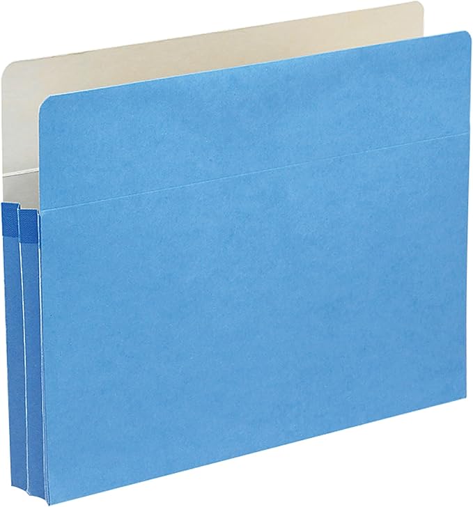 Smead File Pocket, Straight-Cut Tab, 1-3/4" Expansion, Letter Size, Blue, 50 per Box (73215)