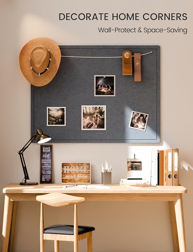 Fluxnara Bulletin Board,Cork Board Alternative with Safe Removable Adhesive Tabs, Foldable Felt Pin Board for Home Office, Classroom, Bedroom,Entryway for Walls (Navy Blue, 47.2 x 35.4 inches)