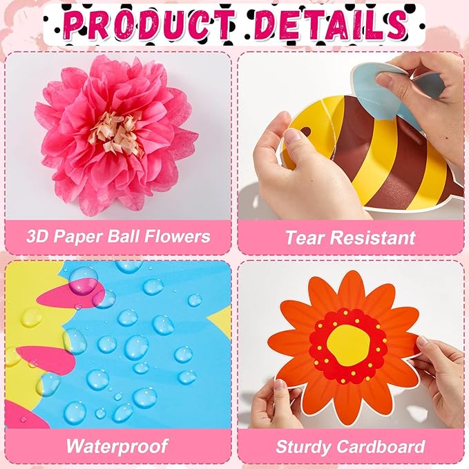 Reading Flower Bulletin Board Decorations with 3D Tissue Paper Flowers Back to School Spring Floral Reading Helps Your Mind Bloom Classroom Decor Bulletin Board Border Cutouts Set School Supplies