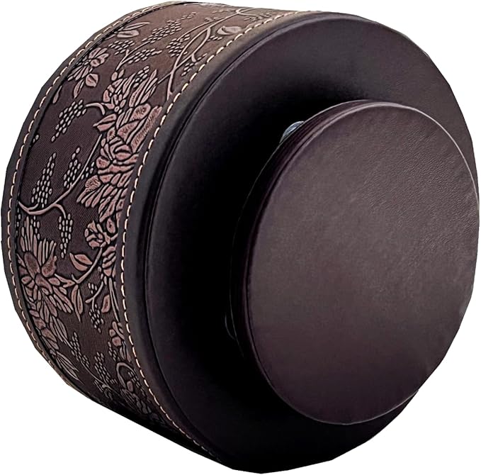 PU Leather Round TV Remote Control Holder for Table,360° Swivel Office Supply Desktop Organizer,4 Compartments Phone/Pen/Pencil Holder,Suitable for Stationery/Heater Controllers Etc (Antique)