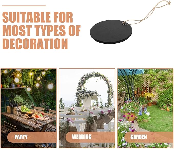 Operitacx 10Pcs Hanging Chalkboard Sign, Small Double Sided Hanging Chalkboard Tag with String, Erasable Labels Mini Chalk Boards for Message Party Wedding