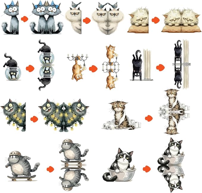 TheClover Quirky Cat Magnetic Bookmarks – Set of 10 Funny Sarcastic Kitty Page Clips, Unique Cat Gifts for Book Lovers, Creative Magnetic Bookmarks for Office, School & Journals