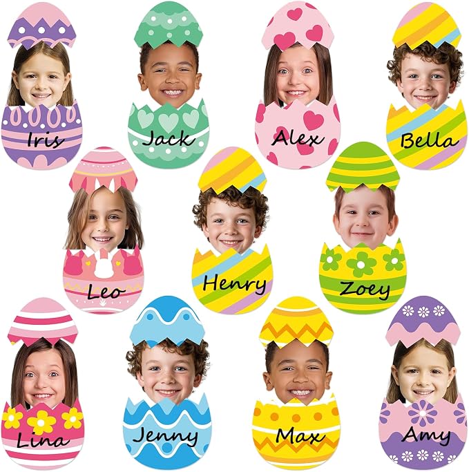 60 Set Easter Egg Cutouts Easter Bulletin Board Decoration Colorful Egg Shape DIY Photo Craft Cutouts Spring Theme Classroom Decor for Teacher Student Party School Classroom Home Chalkboard Wall Decor