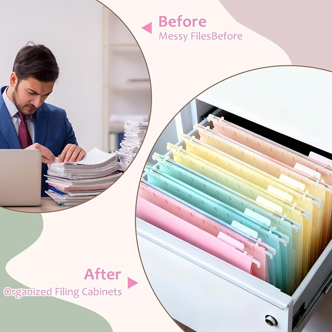 8Pack Plastic 4 Inch Expanding Extra Capacity Hanging File Folder Heavy Duty Letter Size Filing Cabinet Organizer Accordian Pocket for Legal Office Files Document (Pastel)