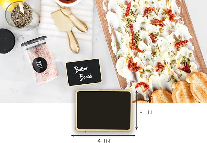 Mini Chalkboard Signs for Food, 18 Pack Framed Small Chalk Boards with Stand Including 3 White Chalk Sticks, Food Party Label Tags, Wedding Buffet Cheese Candy Table Supplies
