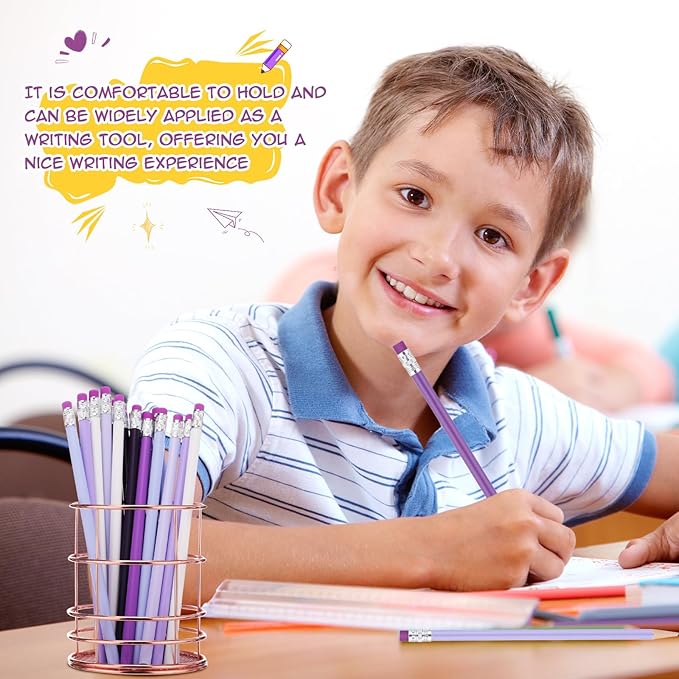 24 Pcs Round Pencils with Eraser 2 HB Cute Pencils Bulk for School Graphite Wood Color Unsharpened Pencil for Drawing Sketching Wedding School Teacher Supplies Student Reward