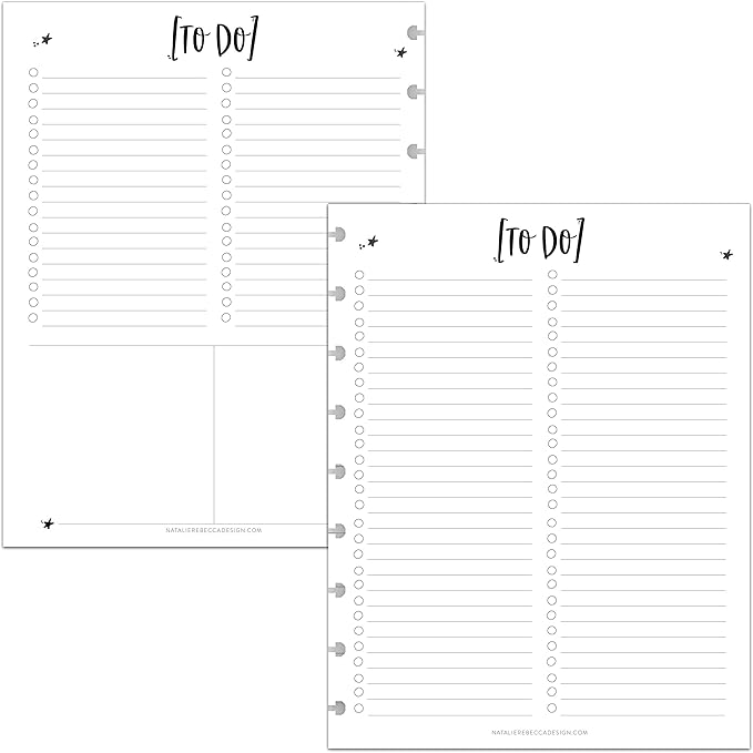 BetterNote To Do List Refill Pages for Disc Notebooks, Fits Levenger Circa, Happy Planner, Staples Arc, TUL, Talia (8-Disc, 5.5"x8.5", Modern- 25 Sheets)