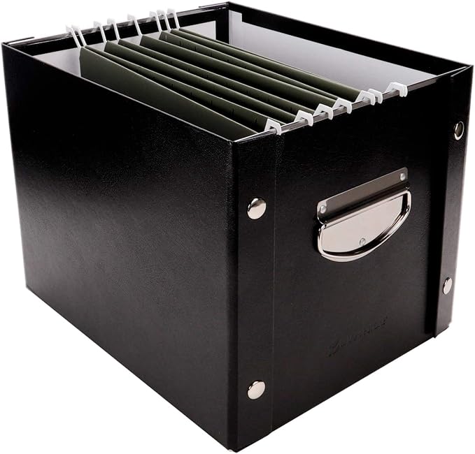 Snap-N-Store File Storage Box & Organizer - 2 Pack - 13.25 x 10.75 x 9.875 Inch Letter Size Portable File Boxes with Lids for Documents - Back To School Supplies for College Students - Black