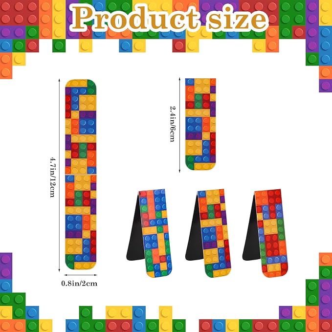 48 Pcs Magnetic Bookmark, Building Block Magnetic Bookmark Magnetic Page Markers Clips for Kids Students Teachers Reading Book Lovers Supplies Party Favors (3 Styles)