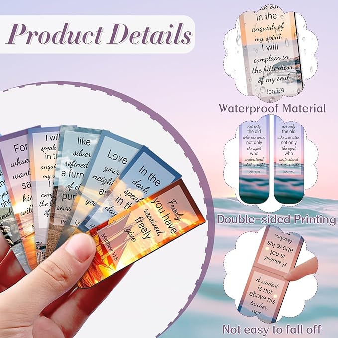 50 Pack Bookmark Christian Magnetic Bookmarks for Women Men Bible Verse Book Marker Book Lovers Page Markers for Teachers Students Reading School Office Home, Printing on 2 Side