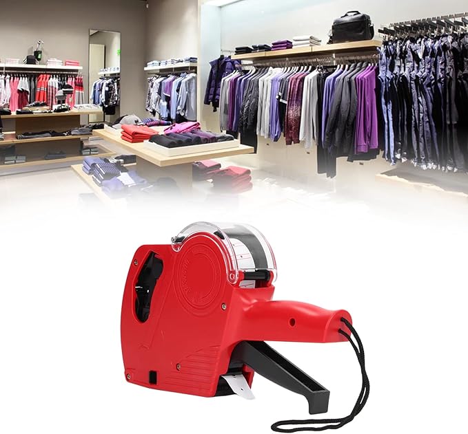Eujgoov 8 Digits Price Tag Manual Labeling Machine Portable Label Maker with Price Label Machine (Red)