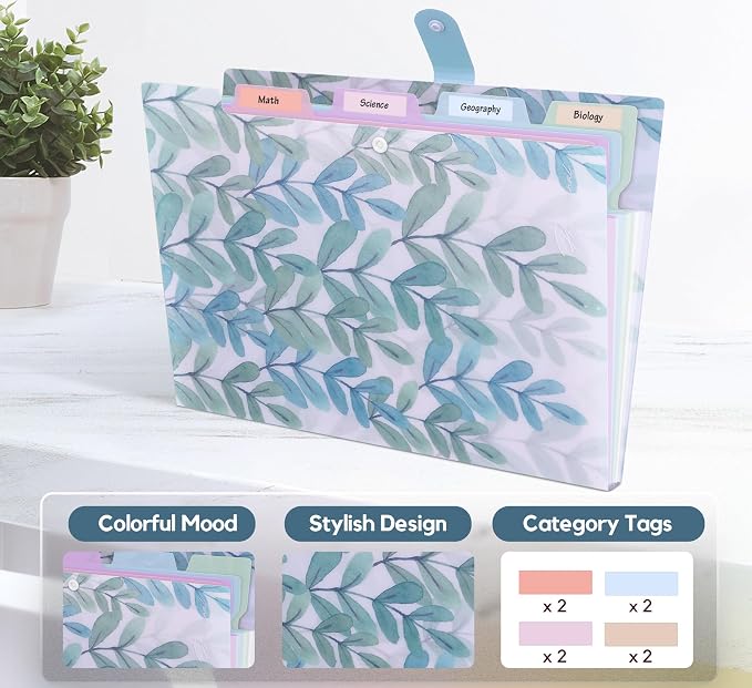 Forest Series Expanding File Folder Stylish Funky Cute Retro Document Organizer with Natural Scenes for Students,Teachers & Freelancers - Green Jungle