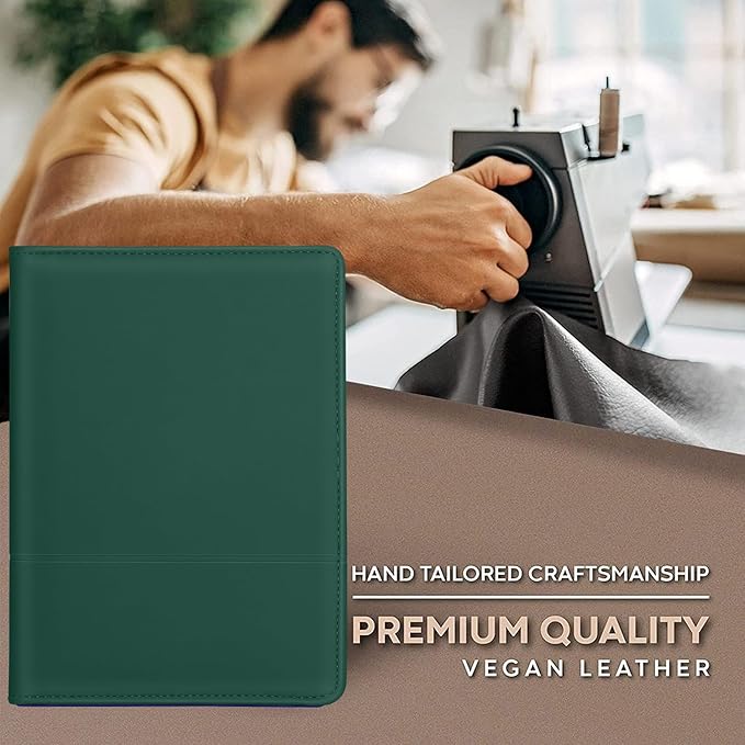 Padfolio/Portfolio Binder, Mini Padfolio Portfolio Binder 5 x 8 Legal Writing Pad, A5 Document Organizer Folder for Men Women, Dark Green.