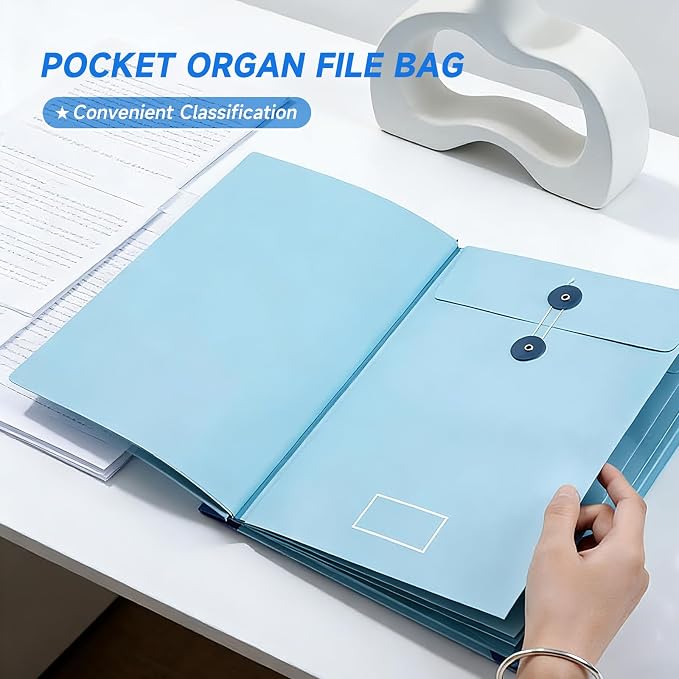 Folio Document Organizer with Labels-Important Document Organizer, Important Folders with Pockets,File Stylish Binder for Storing Important Papers, Certificates, Passports, Photos, and Letters