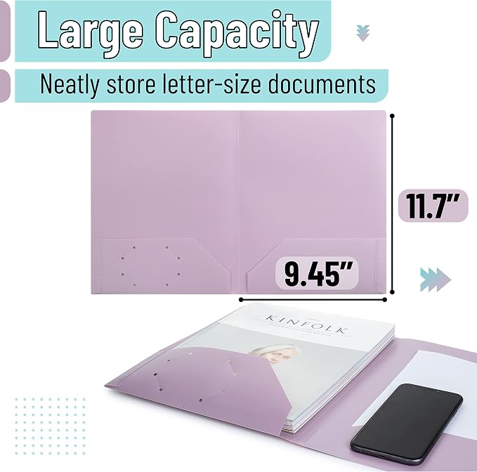 Mr. Pen- Plastic Folders with Pockets, 5 pcs, Aesthetic File Folder with Business Card Slot, 2-Pocket Folder, Back to School, Office, Filing Supplies