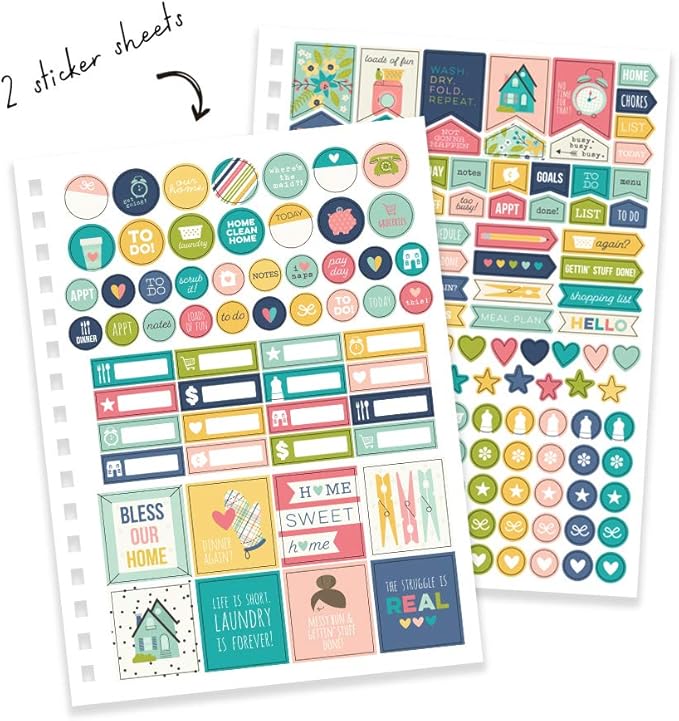 Pukka Pad, Carpe Diem Home Planner Spiral Bound Notebook with 6 Organizational Tabs and 2 Sticker Sheets – Features Appointment Calendars, Schedules, Meal & Grocery Plans, and To-Do Lists – 8.75 x 8in