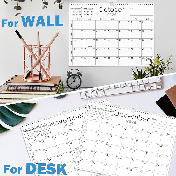 2026 Calendar Wall Calendar from July 2025 to December 2026,18 Months Wall Hanging Calendars with Thick Paper for Office Home School(White,14.7x11.5 inch)