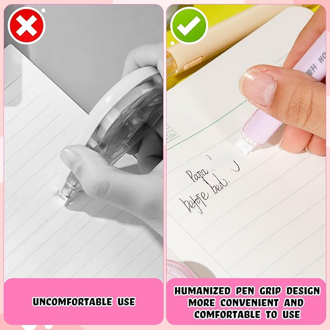Gersoniel 10 Pack Correction Tape Pen Correctional Ink Tape Push Pull Protective, Easy to Use Applicator for School Office Supplies, 0.2 x 236 Inch (Dessert Colors)
