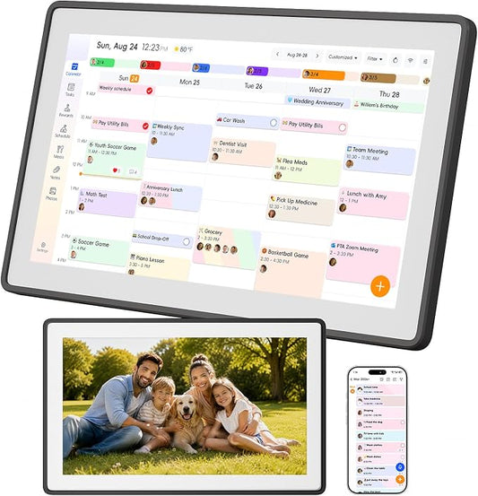 15.6" Digital Family Calendar Wall Planner, Family Command Center with Touch Screen Shared Schedules, Chore Chart To Do List Digital Photo Frame No Required Subscription, Black