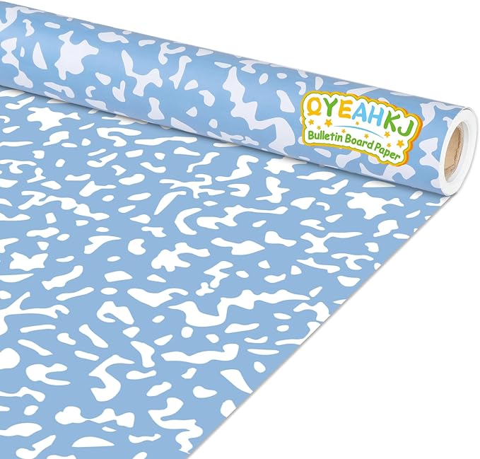 Composition Blue Bulletin Board Paper Roll Blue Dot Bulletin Board Background Paper Fade Resistant Classroom Decoration Poster for Art Craft DIY Projects Home Office Wall Party Supplies 17.7in x 20ft