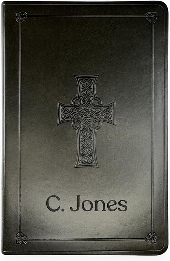 Personalized ESV Thinline Bible Large Print English Standard Version Faux Leather Holy Bible with Custom Name, Date and Text | Custom Gift for Christian & Religious Celebrations | Olive Green Cross