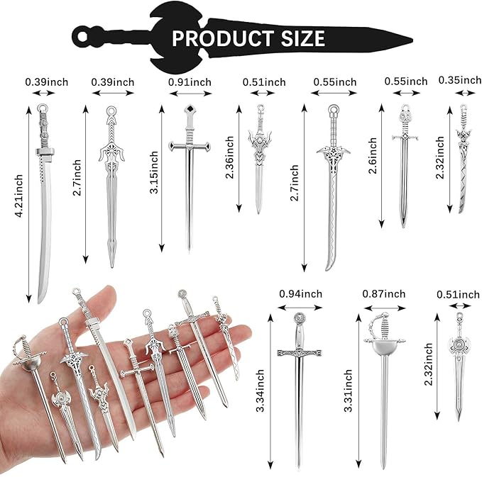 30 Pieces Antique Swords Knife Bookmark Sword Charms Pendants Bookmarks for Book Lovers Presents Reading Crafting DIY (Anti Silver)