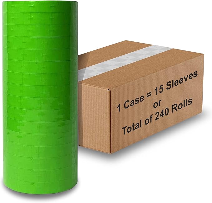 Green Pricing Labels for Monarch Price Labeler, 1 Case of 15 Sleeves, 240 Rolls (15, Green)
