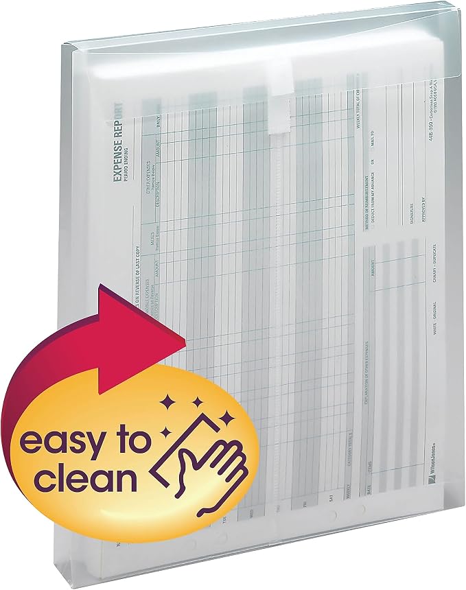 Smead Poly Envelope, 1-1/4" Expansion, Hook-and-Loop Closure, Top Load, Letter Size, Clear, 5 per Pack (89670)