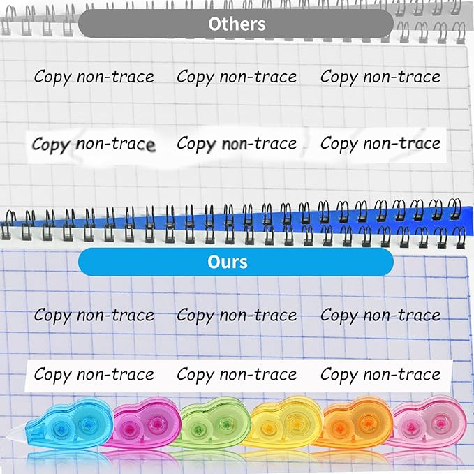 6 Pieces Correction Tape - White Out Correction Tape with No Drying Time, Easy To Use Applicator for Instant Corrections, Writing Tape for School Supplies, Office, 1/5 x 158 inch